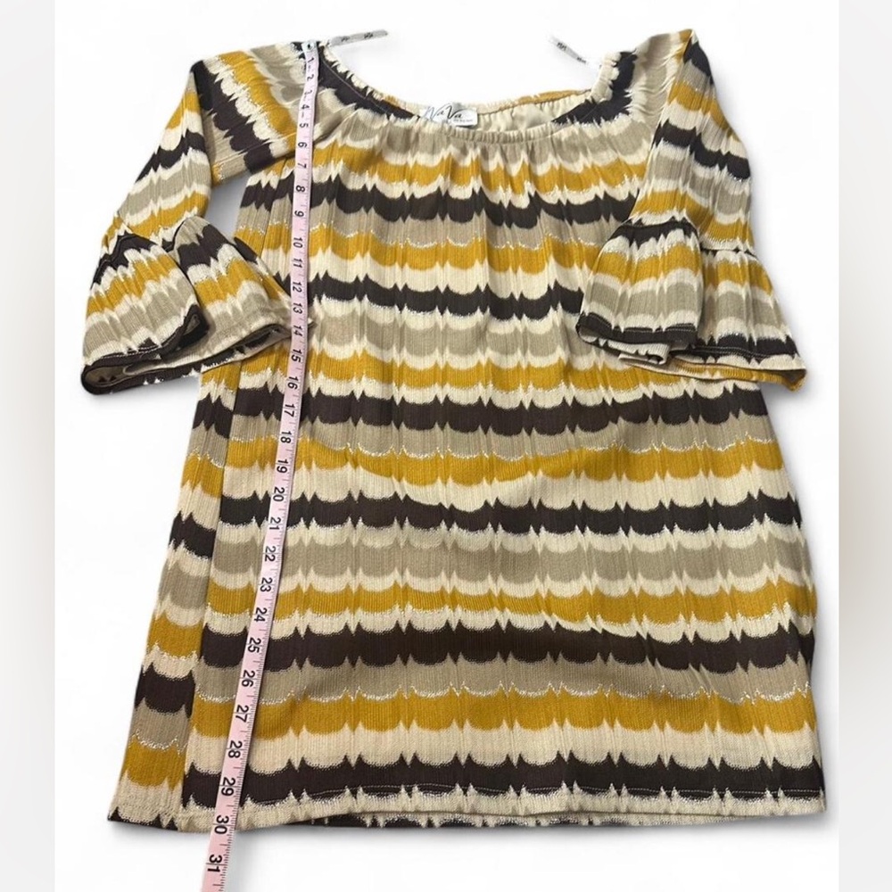 Striped Metallic Off Shoulder Dress - Picture 15 of 15